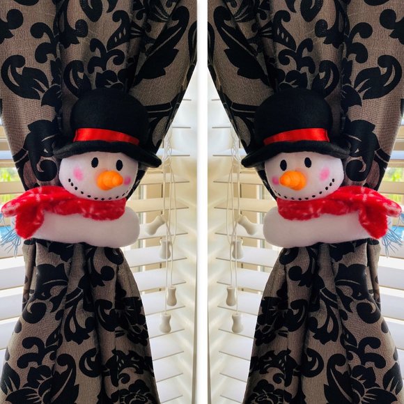 Christmas Home Décor Snowmen Ornaments Wine Bottle Cover Hugger Topper Set 2pc - Picture 8 of 9